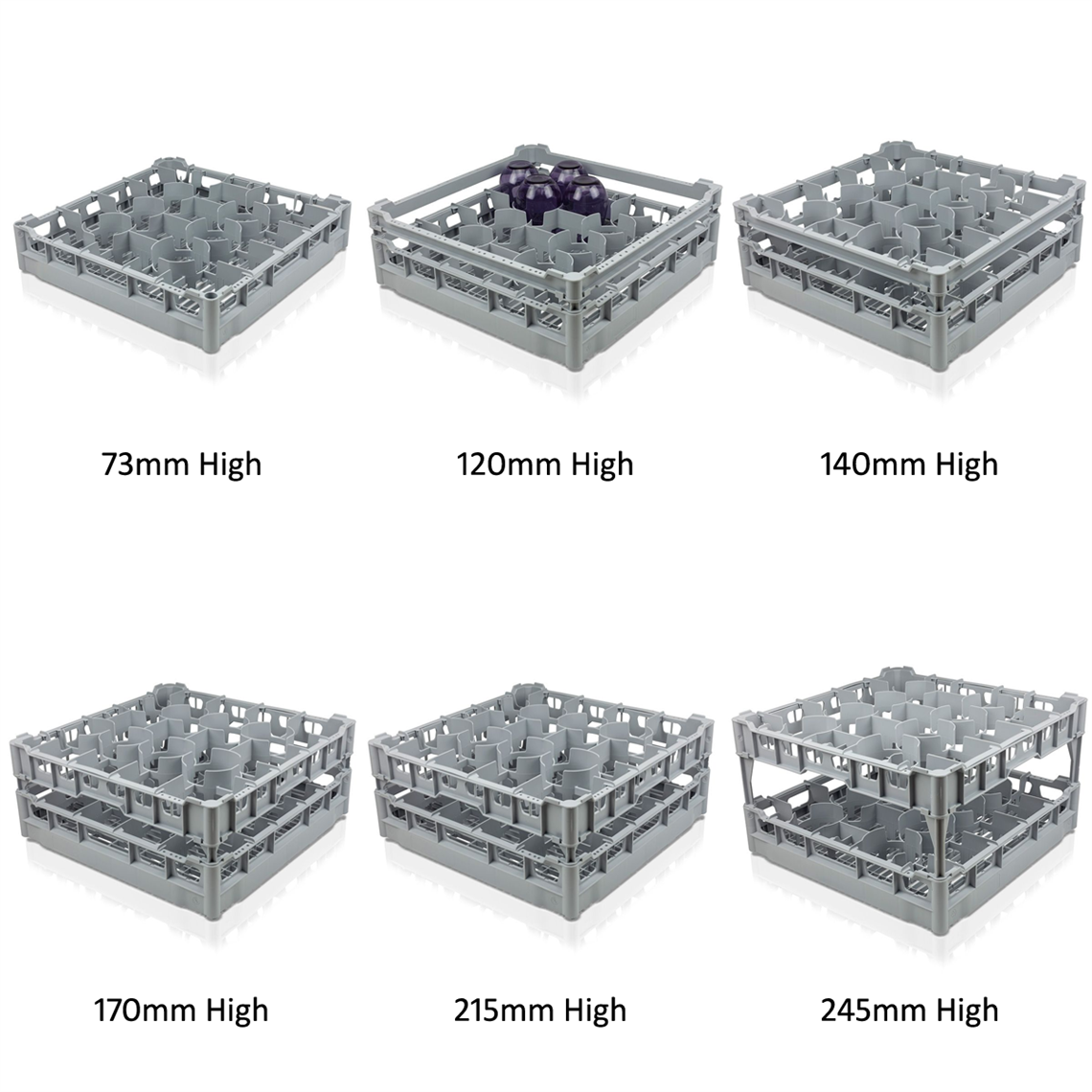 Fries Glass Washer Tray 500 x 500mm - 20 Glasses - 99mm Cell