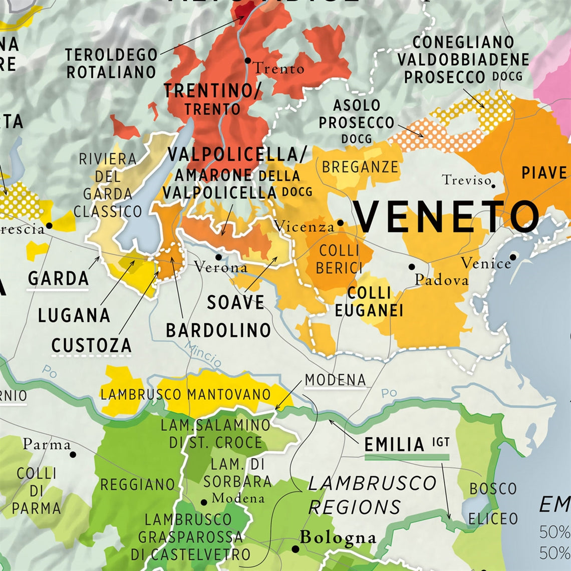 De Long’s VINO.ONE Series Wine Map of Italy