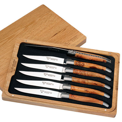 Laguiole en Aubrac 6 Piece Steak Knives Set - Juniper Wood Handles