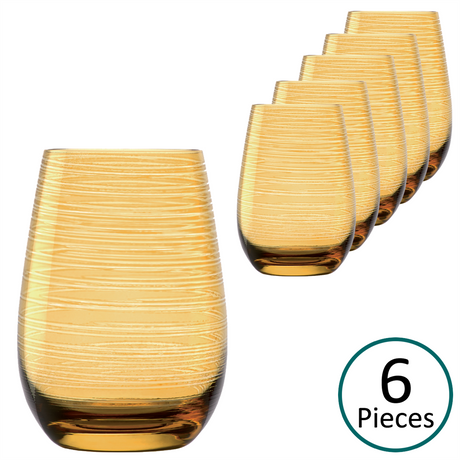 Stolzle Twister Amber Water / Mixer Tumbler Glass 465ml - Set of 6