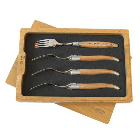 Laguiole en Aubrac 4 Piece Fork Set - Juniper Wood Handles