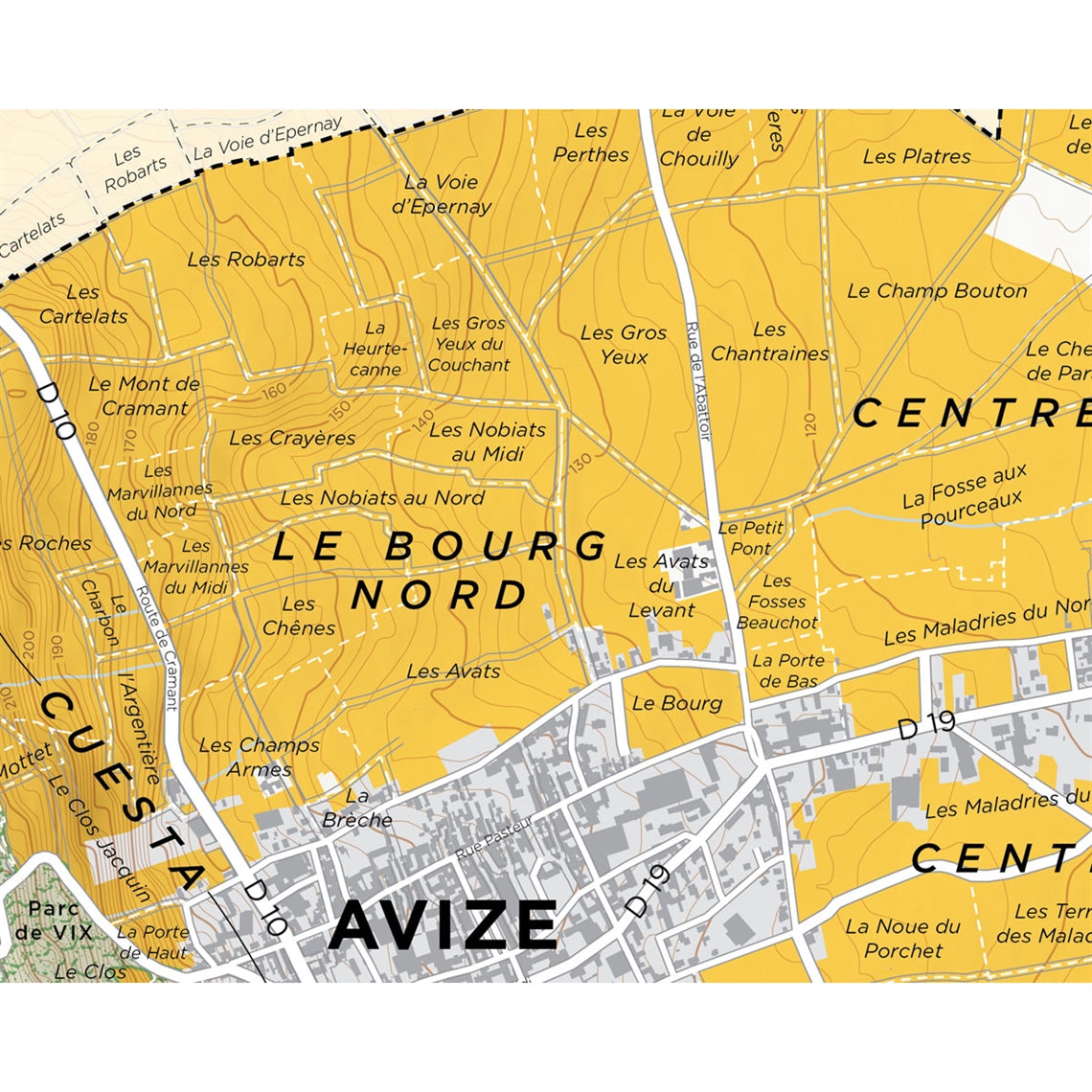 De Long’s Map of Côte des Blancs Champagne - Avize Grand Cru