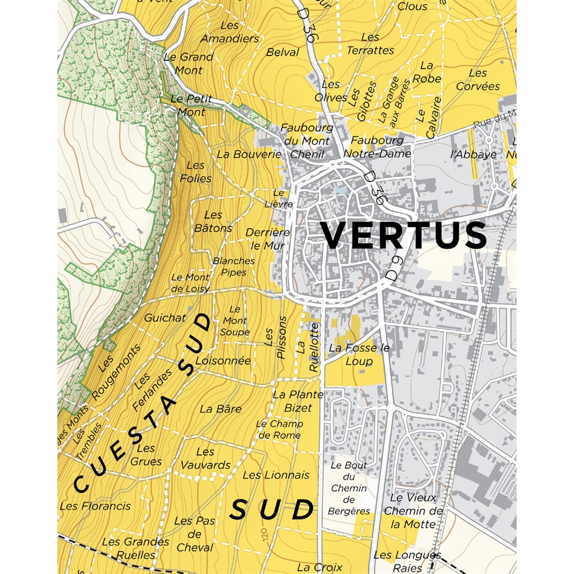 De Long’s Map of Côte des Blancs Champagne - Vertus Premier Cru