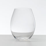 A set of two Riedel O Range Stemless Old World Syrah glasses (0414/41) sits elegantly on a white surface against a plain white background, highlighting their stylish form and easy-to-clean, dishwasher-friendly design.