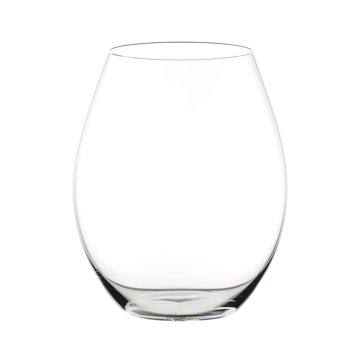 A Riedel O Range Stemless Old World Syrah Glass—part of a set of two from the renowned brand Riedel—is displayed empty and centered against a white background.