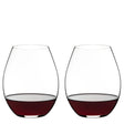 Two Riedel O Range Stemless Old World Syrah Glasses (Set of 2) by Riedel, each partially filled with red wine, are placed side by side against a plain white background. With their modern silhouette, these glasses are both elegant and fully dishwasher safe for convenient cleanup.