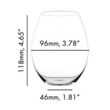 Showcased against a white background, the Riedel O Range Stemless Old World Syrah Glass – Set of 2 (0414/41) by Riedel features an elegant, crystal-clear design inspired by the renowned Riedel O range. Each stemless glass measures 118mm (4.65″) in height, 96mm (3.78″) at its widest point, and 46mm (1.81″) across the base. Crafted from premium crystal and dishwasher safe, these glasses are perfect for presenting modern crystal wineware.