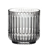 A clear, lead-free Riedel Restaurant Bar Rituals Rocks Tumbler (283ml) with vertical ridges and a gently rounded base, set against a white background; sold as a set of 12.