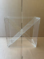 Ex-Display Clear Perspex Wine Cube – 225mm Deep - Approx. 24 Bottles, a clear acrylic wine rack with an x-shaped interior divider for modern wine display.
