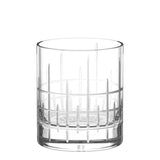 Clear crystal Stölzle Manhattan Bar Whisky Tumbler 320ml from the Manhattan bar collection, featuring an etched grid pattern around the lower half.