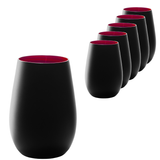 Stolzle Elements Black & Red Water/Mixer Tumbler Glass 465ml - Set of 6