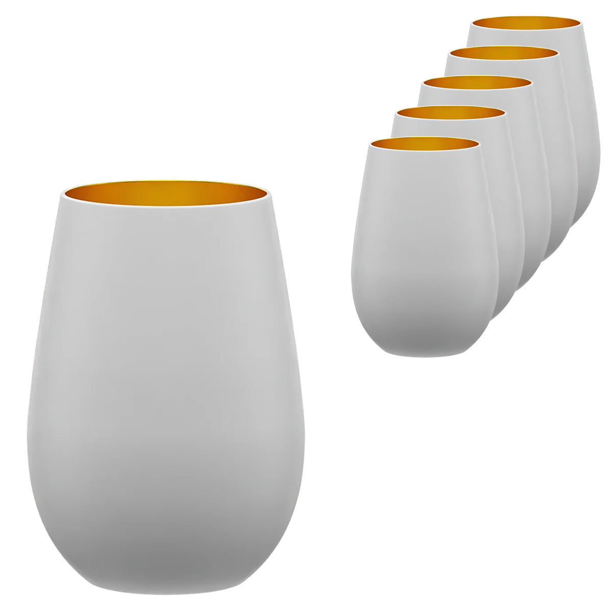 Stolzle Elements White Gold Water Mixer Tumbler Glass 465ml Set Of 6