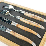 Laguiole en Aubrac 4 Piece Knife and Fork Set - Juniper Wood Handles