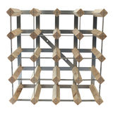 Fully Assembled Wooden Wine Rack - Natural Pine & Galvanised Steel 20 Bottle 4 x 4