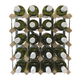 Fully Assembled Wooden Wine Rack - Natural Pine & Galvanised Steel 20 Bottle 4 x 4