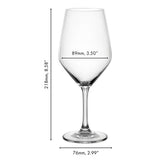 The Spiegelau Festino Universal Red & White Wine Glass – Set of 6 features clear crystal glasses with an elegant form and precise measurements: each glass stands 218mm (8.58") tall, with a rim diameter of 89mm (3.50") and a base diameter of 76mm (2.99"). Crafted by Spiegelau, these universal wine glasses are designed to elevate your tasting experience.