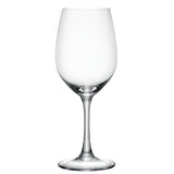A clear, empty Spiegelau Restaurant Winelovers Red Wine Glass 460ml from Spiegelau, featuring a long stem and a round base, crafted from fine crystal glass and set against a plain white background.