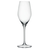 A clear, empty Spiegelau Restaurant Authentis Champagne Glass (220ml) with a long stem and a rounded bowl, standing upright on a white background.