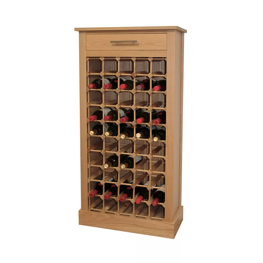 50 Bottle Contemporary Wooden Oak Wine Cabinet / Rack with Plinth