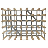 Fully Assembled Wooden Wine Rack - Natural Pine & Galvanised Steel 42 Bottle 7 x 5