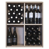 The Wineware Malbec Self-Assembly Series - 60 Bottle Melamine Wine Rack Kit in Rustic Oak Effect offers both charm and functionality, holding up to 60 bottles. It features compartments designed for versatile bottle storage, including upright sections and horizontal spaces, all in an easy-to-assemble kit that brings timeless rustic style to your home.