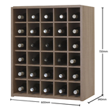 Introducing the Malbec Self-Assembly Series - 30 Bottle Melamine Wine Rack Kit by Wineware in a rustic oak effect. This elegant wine rack holds up to 30 bottles in a stylish grid layout. Measuring 720mm tall, 600mm wide, and 340mm deep, it features a convenient self-assembly design—ideal for showcasing your wine collection with classic charm.