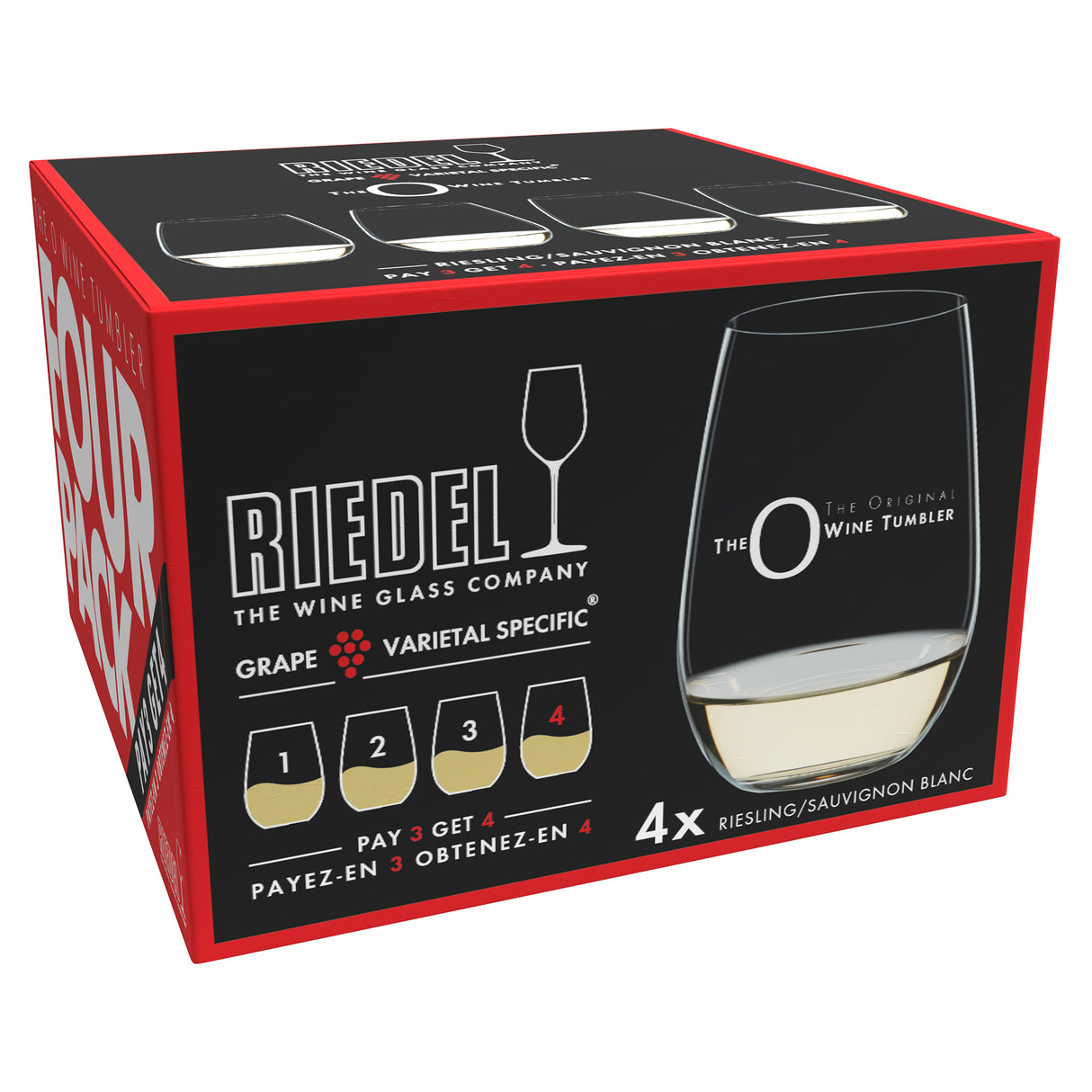 Riedel O Range Stemless Riesling / Sauvignon Blanc Glass - Set of 4 - 7414/15