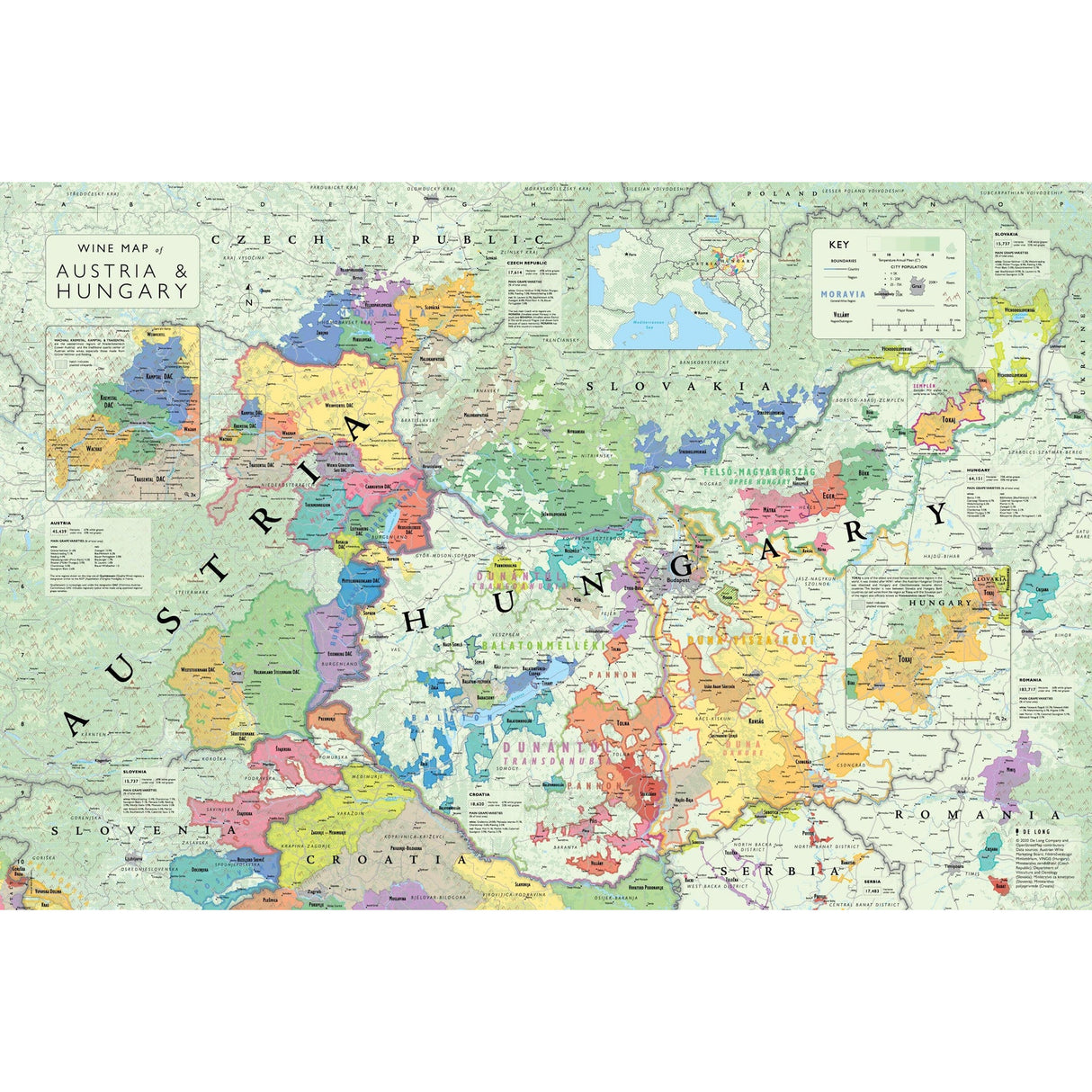 De Long’s Wine Map of Austria and Hungary - Wine Regions