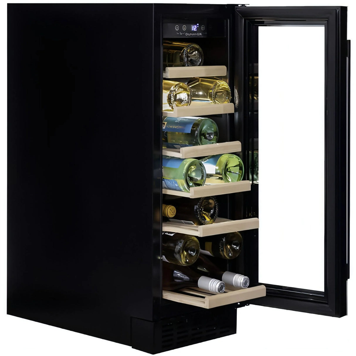 Dunavox Flow 19 Bottle Single Temperature Built-In Undercounter Wine Cabinet - Black DAUF-19.58B