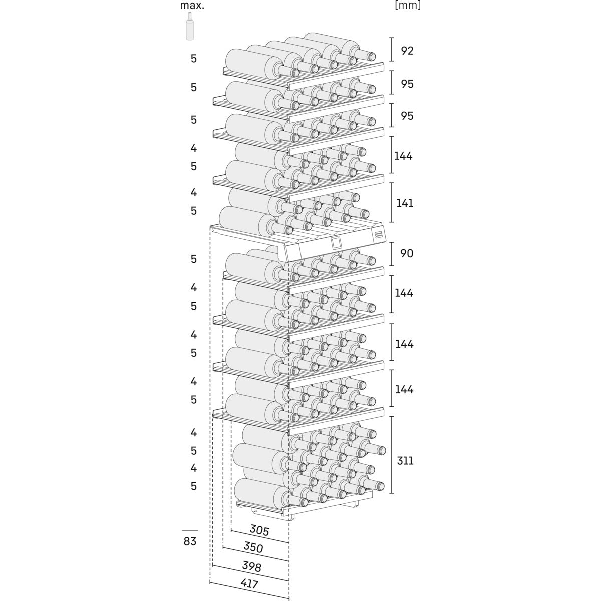 Liebherr Vinidor 83 Bottle Built-In 2 Temperature Wine Cabinet Black - EWTgb 3583