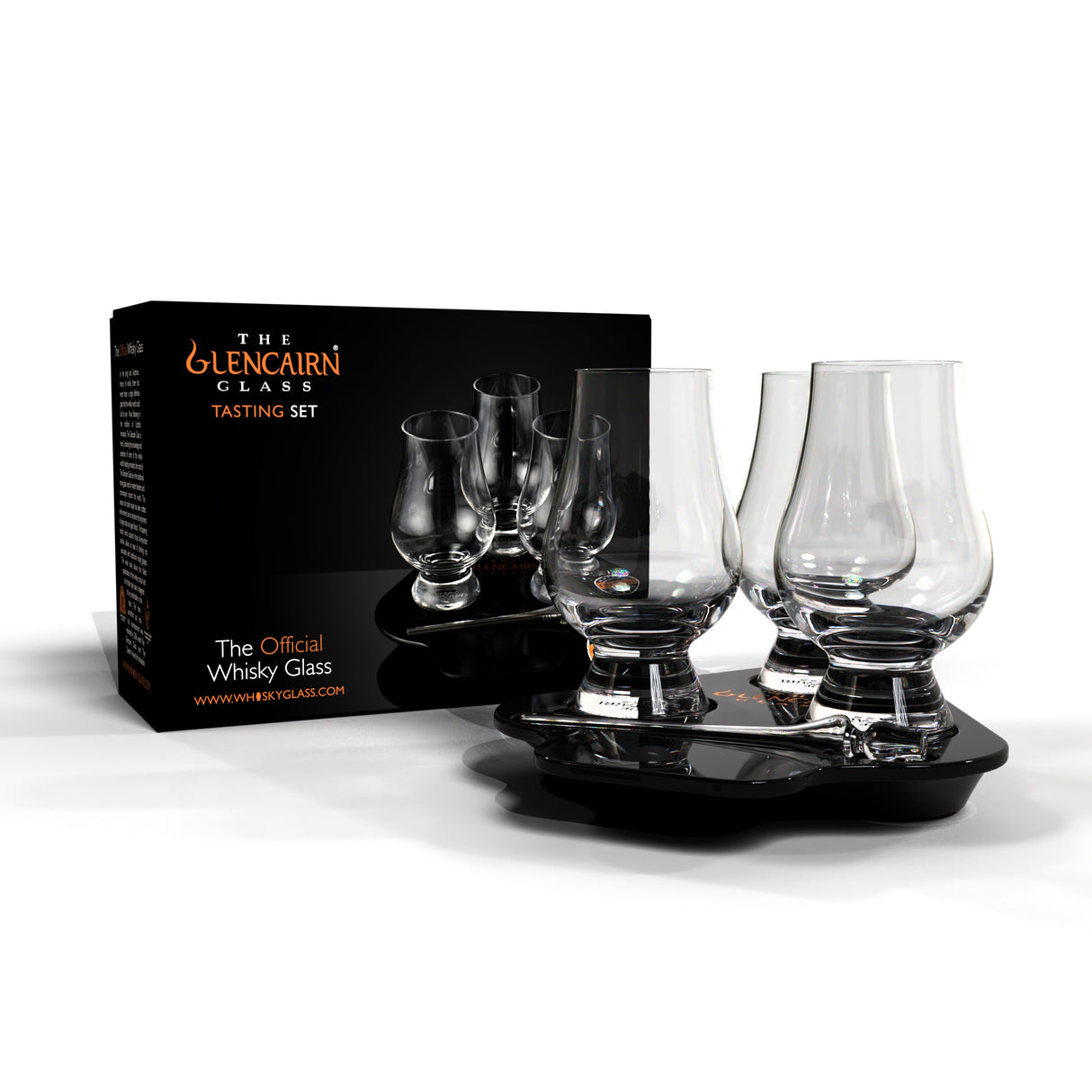 The Glencairn Official Whisky Glass & Pipette Flight Tasting Tray - 3 Glasses, 1 Pipette