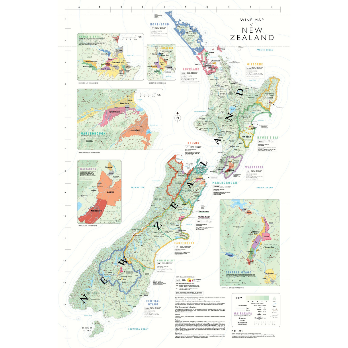 De Long’s Wine Map of New Zealand - Wine Regions