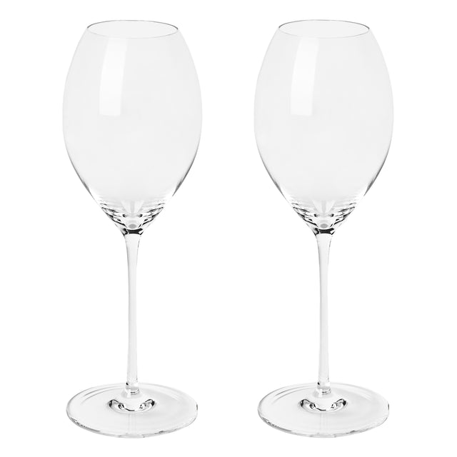 The Richard Brendon The Occasional Collection Champagne/Sparkling Wine Glass Set of 2 features two clear, mouth-blown crystal glasses with long stems and wide bowls, shown side by side against a plain white background.