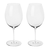A set of two Richard Brendon The Occasional Collection Bordeaux Wine Glasses, made from clear mouth-blown crystal with long stems and wide bowls, are displayed side by side on a white background.