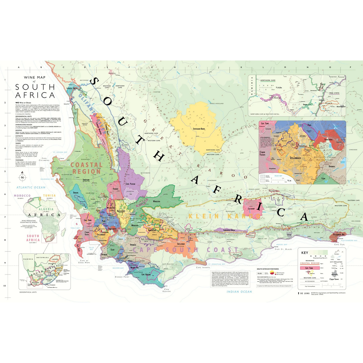 De Long’s Wine Map of South Africa - Wine Regions