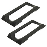 The Stakrax Plastic Wine Rack Black Top Plate – Set of 2 by Stakrax features two black, rectangular plastic frames with rounded inner edges, positioned parallel to each other on a white background, serving as foundational components for the modular Stakrax wine rack system.