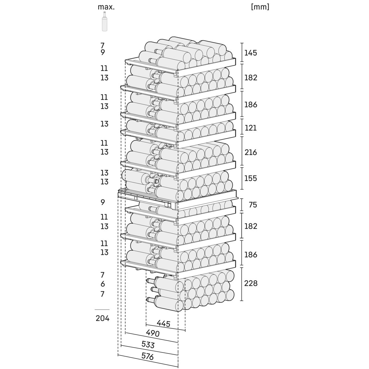 Liebherr Vinidor Selection 204 Bottle Multi Temperature Freestanding Wine Cabinet - WPgbi 7472