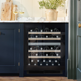 Caple Sense Premium 44 Bottle 2 Temperature Undercounter Wine Cabinet - Black Glass Wi6155BG