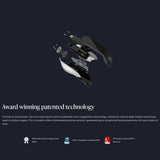 Exploded view of the Aveine Original Smart Wine Aerator revealing its internal components, with text emphasizing Aveine’s patented micro-oxygenation technology for optimal instant aeration (1–24 hours), and several award icons displayed below the description.