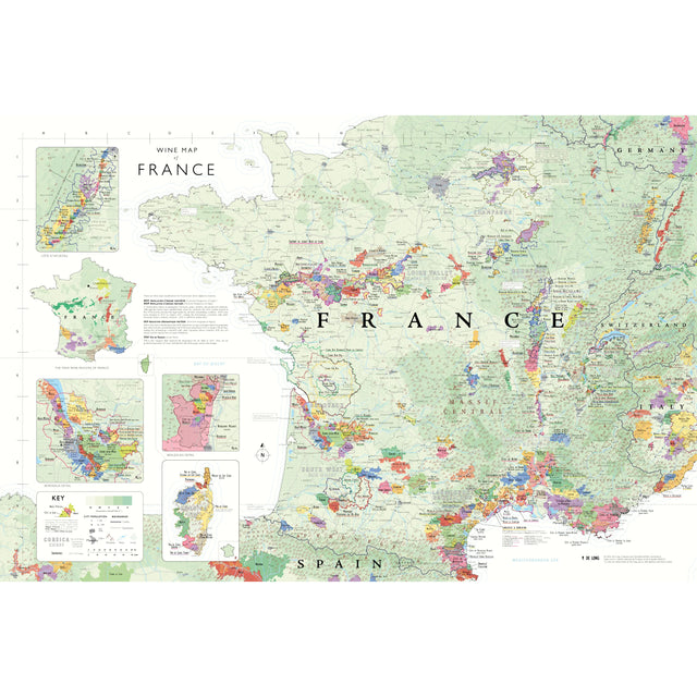 De Long’s Wine Map of France highlights major wine regions with vibrant colors and labels for Bordeaux, Champagne, and Burgundy, plus insets for key areas. Explore the diversity of French wine regions with this detailed De Long map.