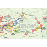 De Long’s Wine Map of France highlights the Loire Valley with detailed subregions and appellations like Sancerre, Vouvray, and Chinon, plus labeled towns, rivers, and geographic boundaries among key wine regions.