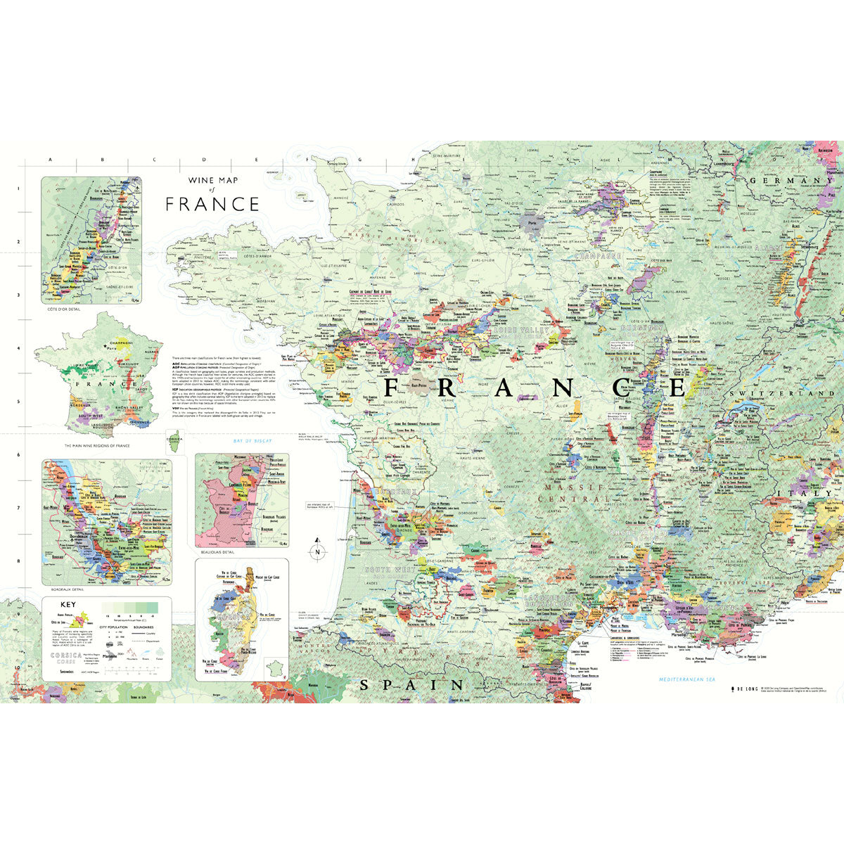 De Long’s Wine Map of France - Bookshelf Edition