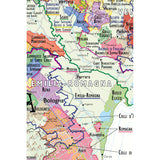 De Long’s Wine Map of Italy - Wine Regions by De Long features a colorful map of Emilia-Romagna, Northern Italy, labeling wine regions, DOC/DOCG appellations, and major cities like Bologna, Modena, and Ferrara.