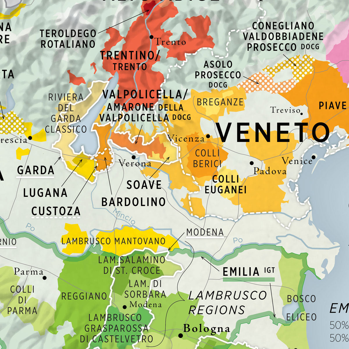 De Long’s VINO.ONE Series Wine Map of Italy