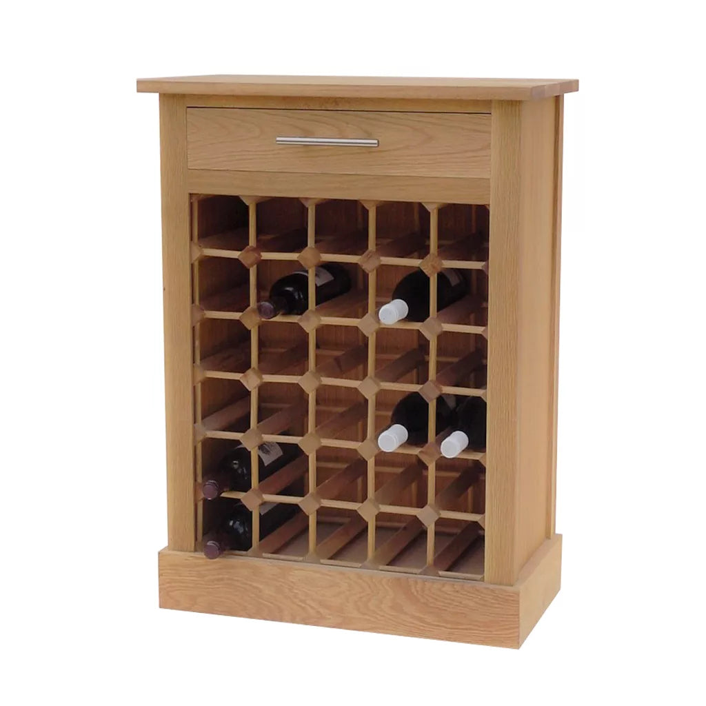 30 Bottle Contemporary Wooden Oak Wine Cabinet / Rack with Plinth